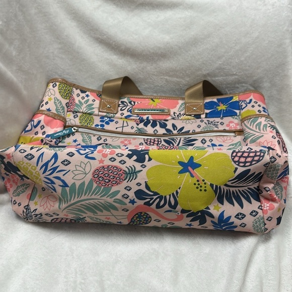 Cute & Colorful Lily Bloom Tropical Pineapple Satchel Shoulder Tote Travel Bag - Picture 8 of 9